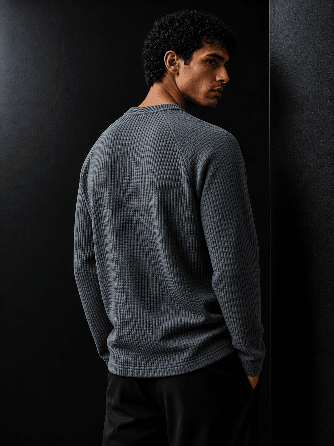 Blue Grey Waffle Tee campaign
